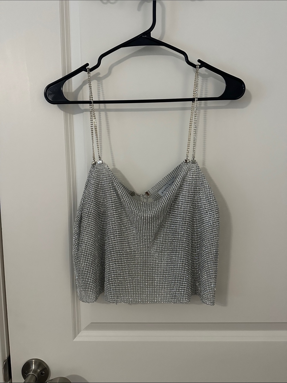 Gianni Bini Silver Rhinestone Chain-Strap Cami